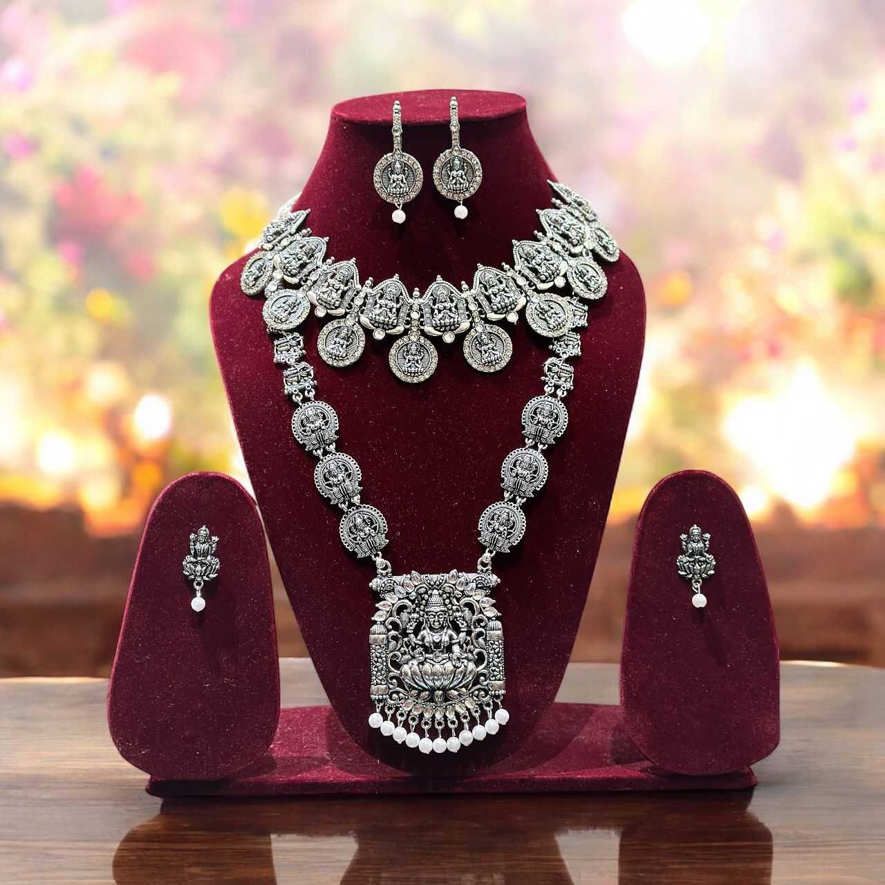 Bridal silver laksmiji necklace for women