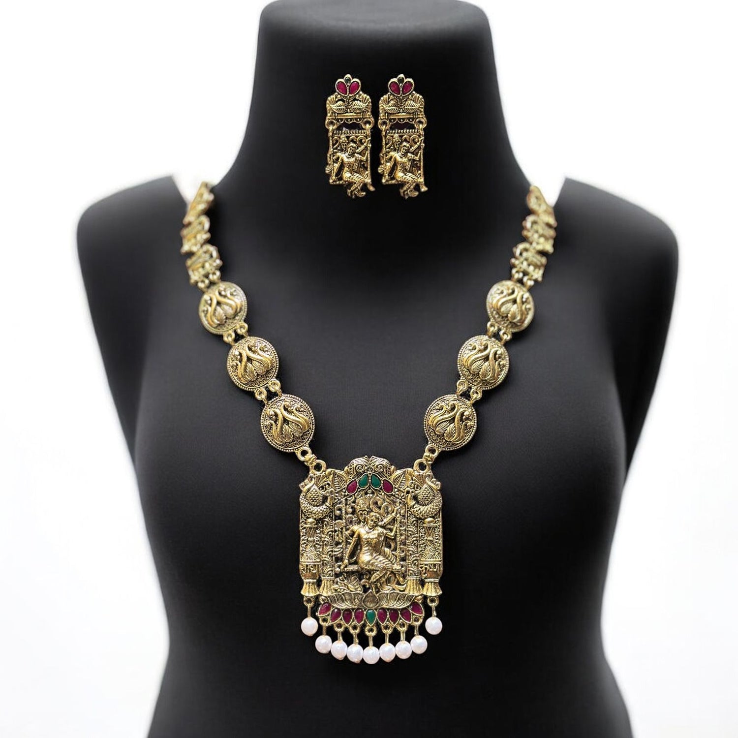 Radha krishna long golden necklace for women