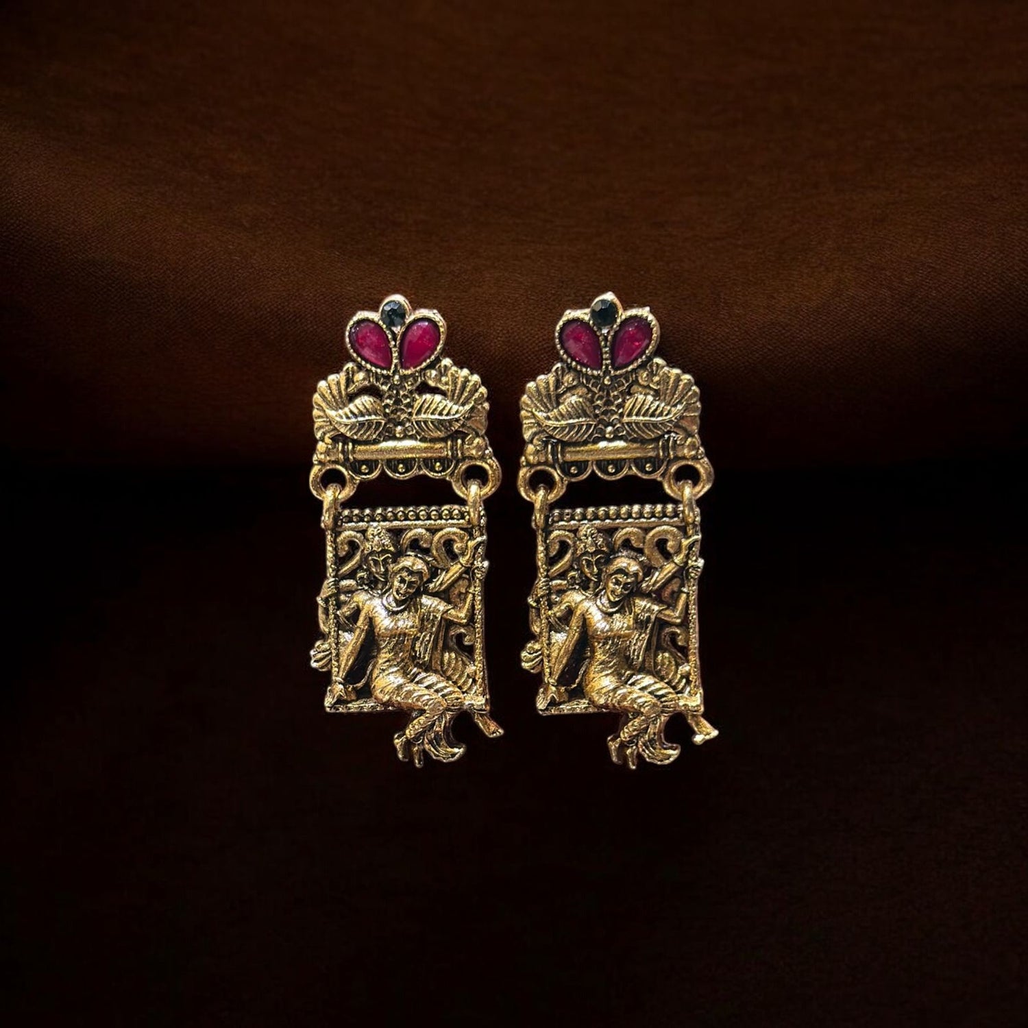 Radha krishna long golden necklace for women