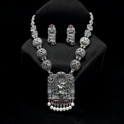 Radha Krishna long Silver Necklace For Women