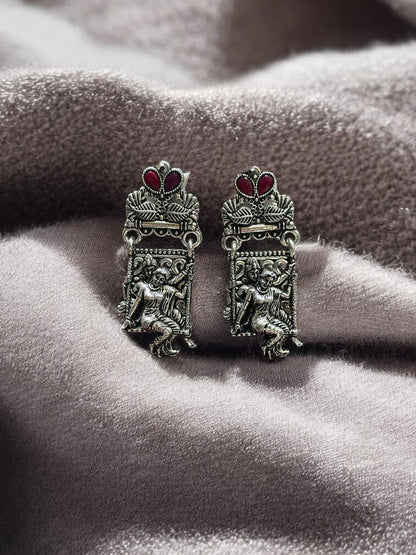 Radha Krishna long Silver Necklace For Women