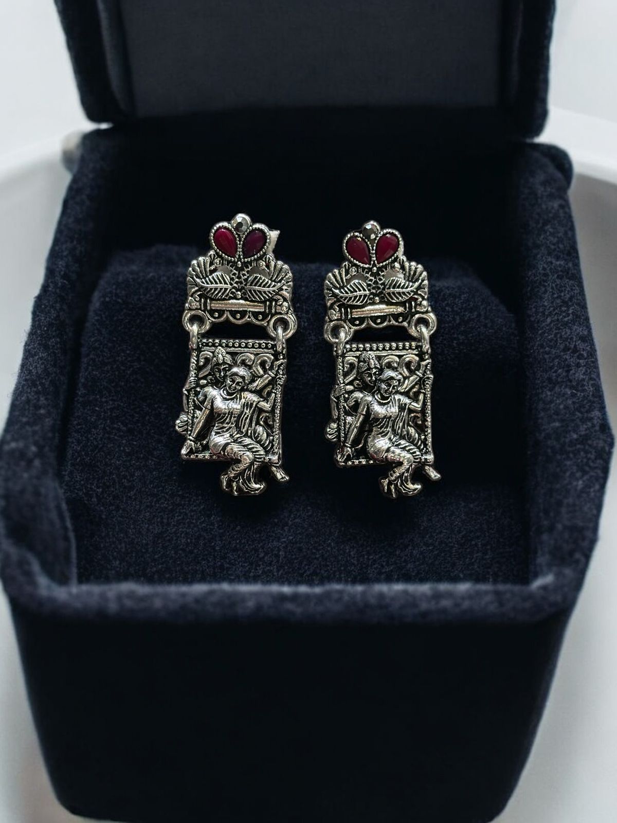 Radha Krishna long Silver Necklace For Women