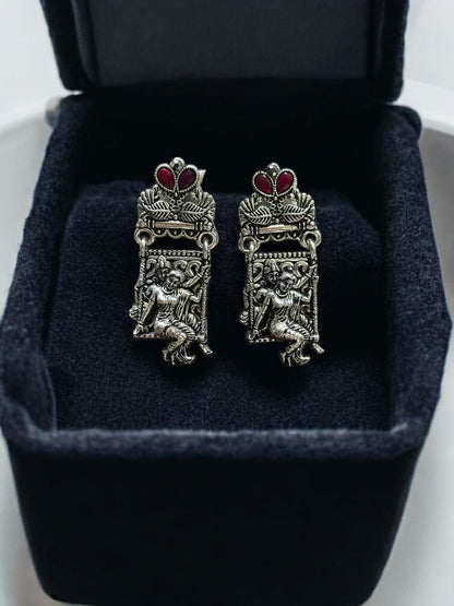 Radha Krishna long Silver Necklace For Women