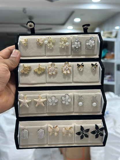 Premium 12 Pairs Stylish Earrings Set for Women | Trendy Fashion Jewellery Collection