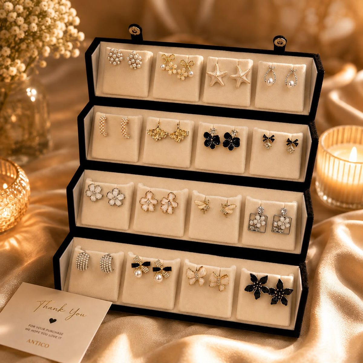 Premium 16 Pairs Earrings Set for Women | Trendy Floral, Pearl &amp; Bow Fashion Jewellery Collection