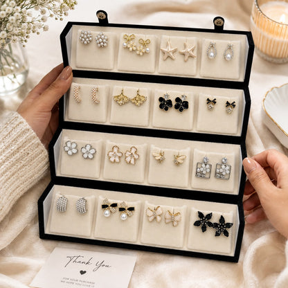 Premium 16 Pairs Earrings Set for Women | Trendy Floral, Pearl &amp; Bow Fashion Jewellery Collection