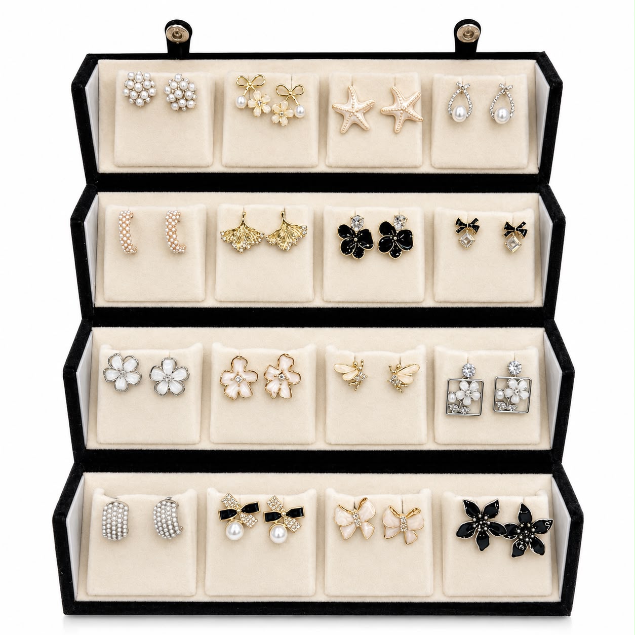 Premium 16 Pairs Earrings Set for Women | Trendy Floral, Pearl &amp; Bow Fashion Jewellery Collection