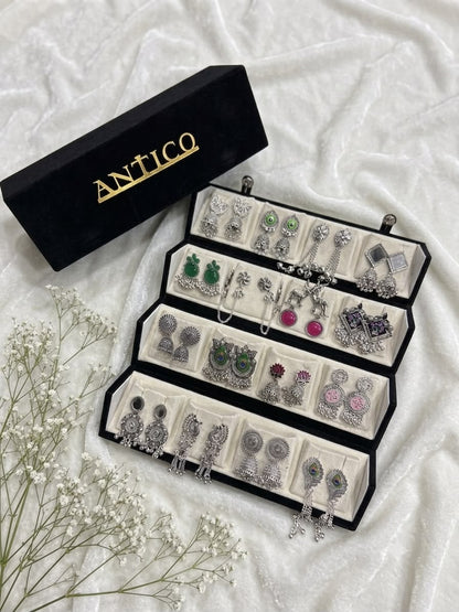 16 Pairs Oxidized Earrings Set for Women