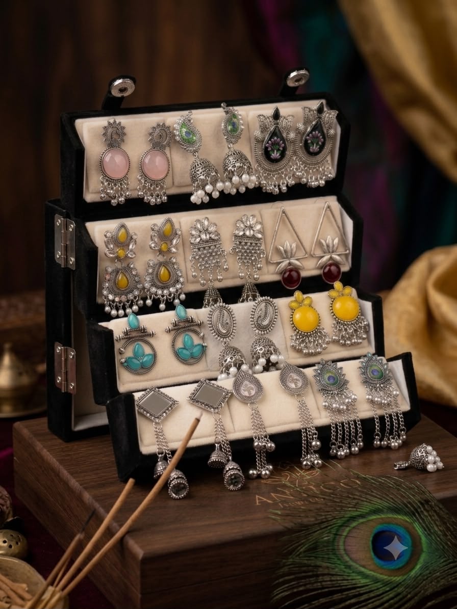 Oxidized Silver Earrings Combo for Women